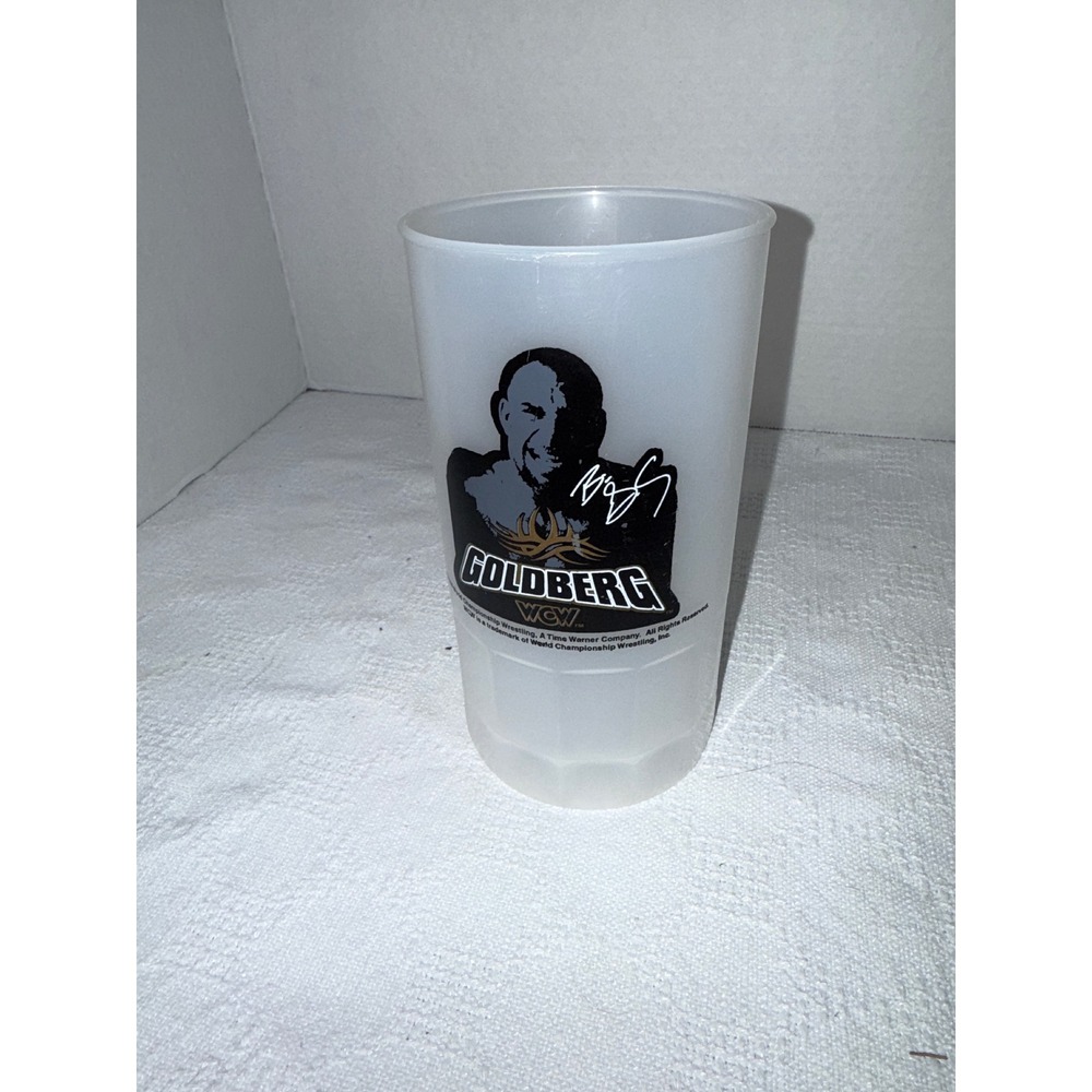 Vintage 1998 WCW Goldberg Plastic Mug Frosted Stein 32oz Wrestling Memorabilia